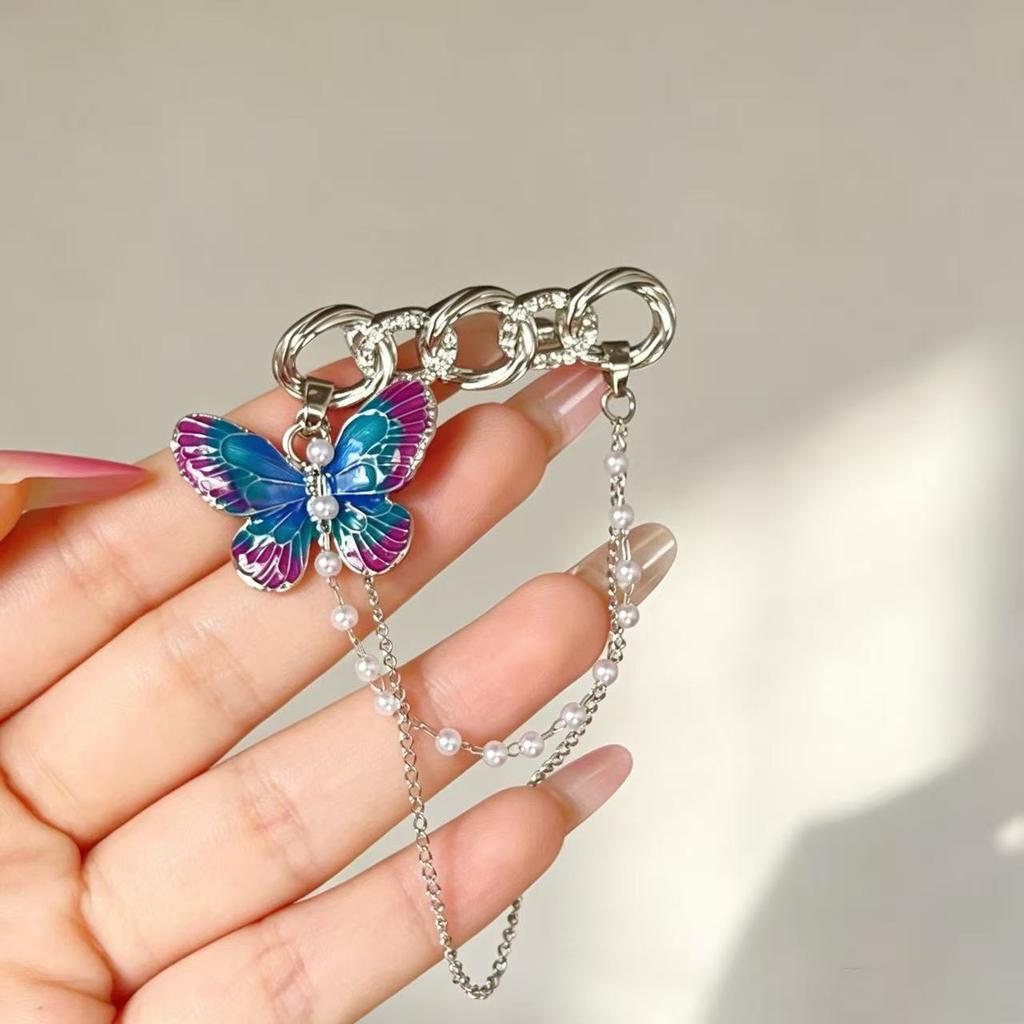 Silver Ring Chain Butterfly Brooch - High-end, Exquisite, Luxurious Clothing Waist Tie Brooch