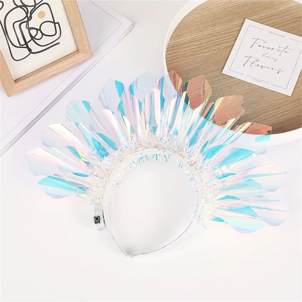 LED Luminous Laser Headband Flashing Glowing Crown Gift Light Up Hair Hoop Rave