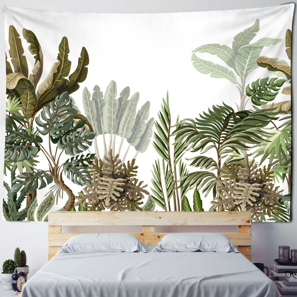 

Гобелен с тропическими растениями и животными, настенный психоделический загадочный пейзаж, эстетика, декор для комнаты, гостиной 95x70cm