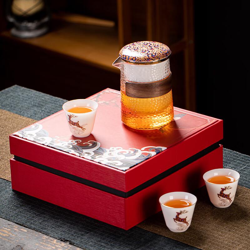 Auspicious Deer Theme Chinese Tea Gift Set
