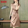 Hengyuanxiang Mulberry Silk V-Neck Short Sleeve Dress