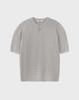 WORK ON BODY OFF Cool Bamboo Semi-Overfit Cable Henley Neck Short Sleeve Knit [Gray]