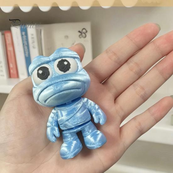 Frog Desktop Decor 3D Printed Ornaments, Movable Joint Design, Durable Surface Statue Smooth Frog, for Home Office Workmanship Model
