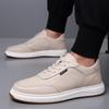 Men's Spring Genuine Leather Waterproof Sports Shoes Running Non-slip Thick Sole Heightened Men's Casual White Forrest Gump Shoes