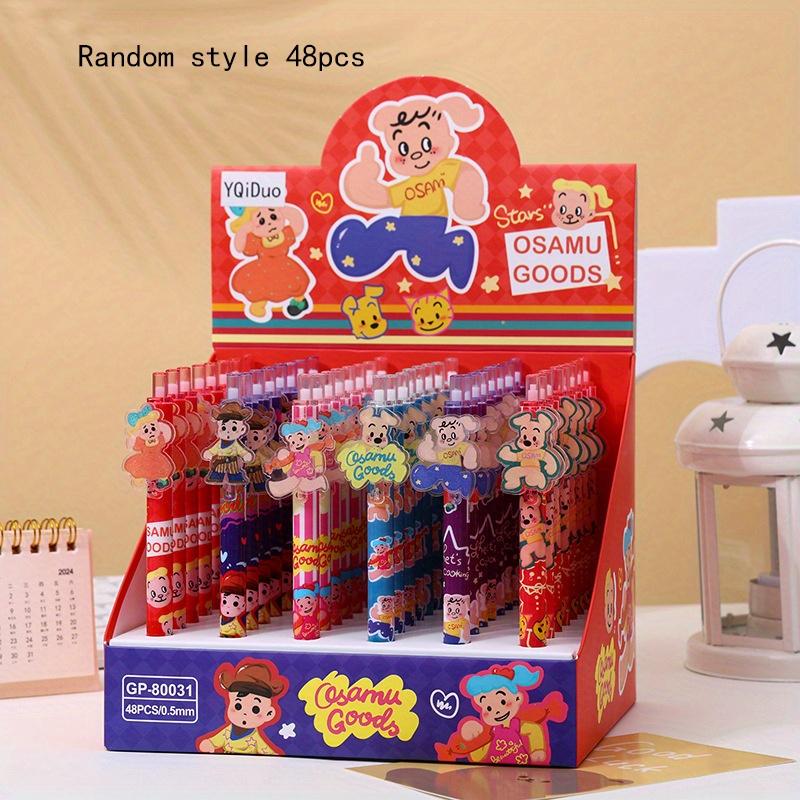 

Возвращение в школу, 48 шт. 0,5 мм, мультяшная акриловая нашивка, ручка-наклейка, милая кукла, нейтральная ручка, черная ручка для подписи, канцелярские принадлежности для студентов Random style 48pcs