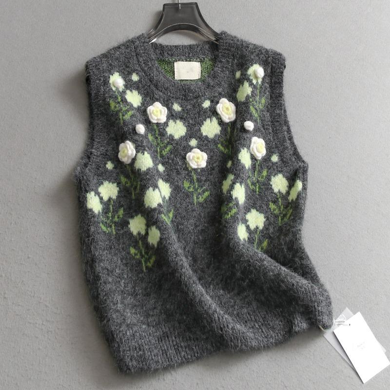 Vest for Women Sleeveless Sweater Tops Knitted Loose-Fit Vest Round Neck Loose Versatile Casual Vest Top One Size