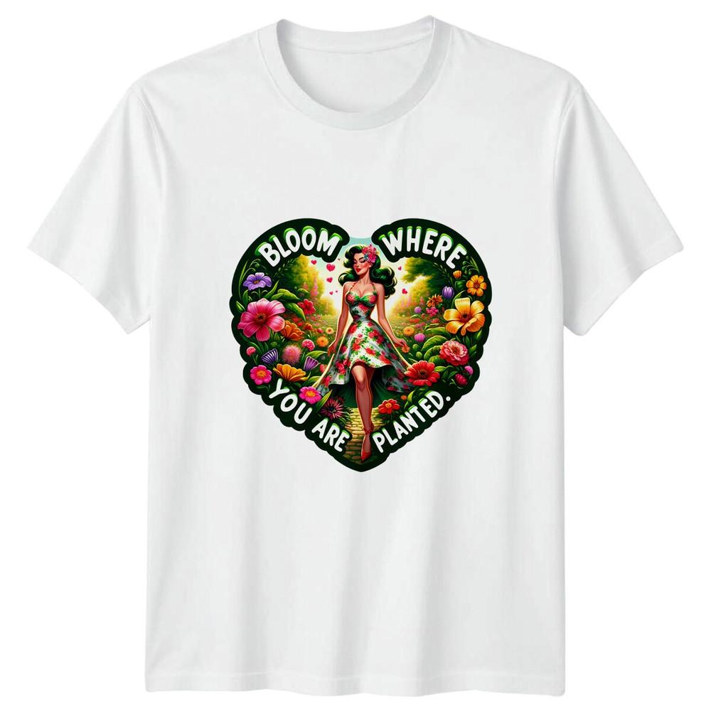 Bloom Where You Are Planted Retro Floral Unisex Summer TShirt S