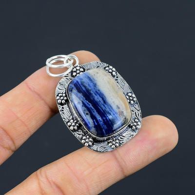 Daughters Day Deal Sodalite Gemstone 925 Sterling Silver Wedding Pendant Jewelry