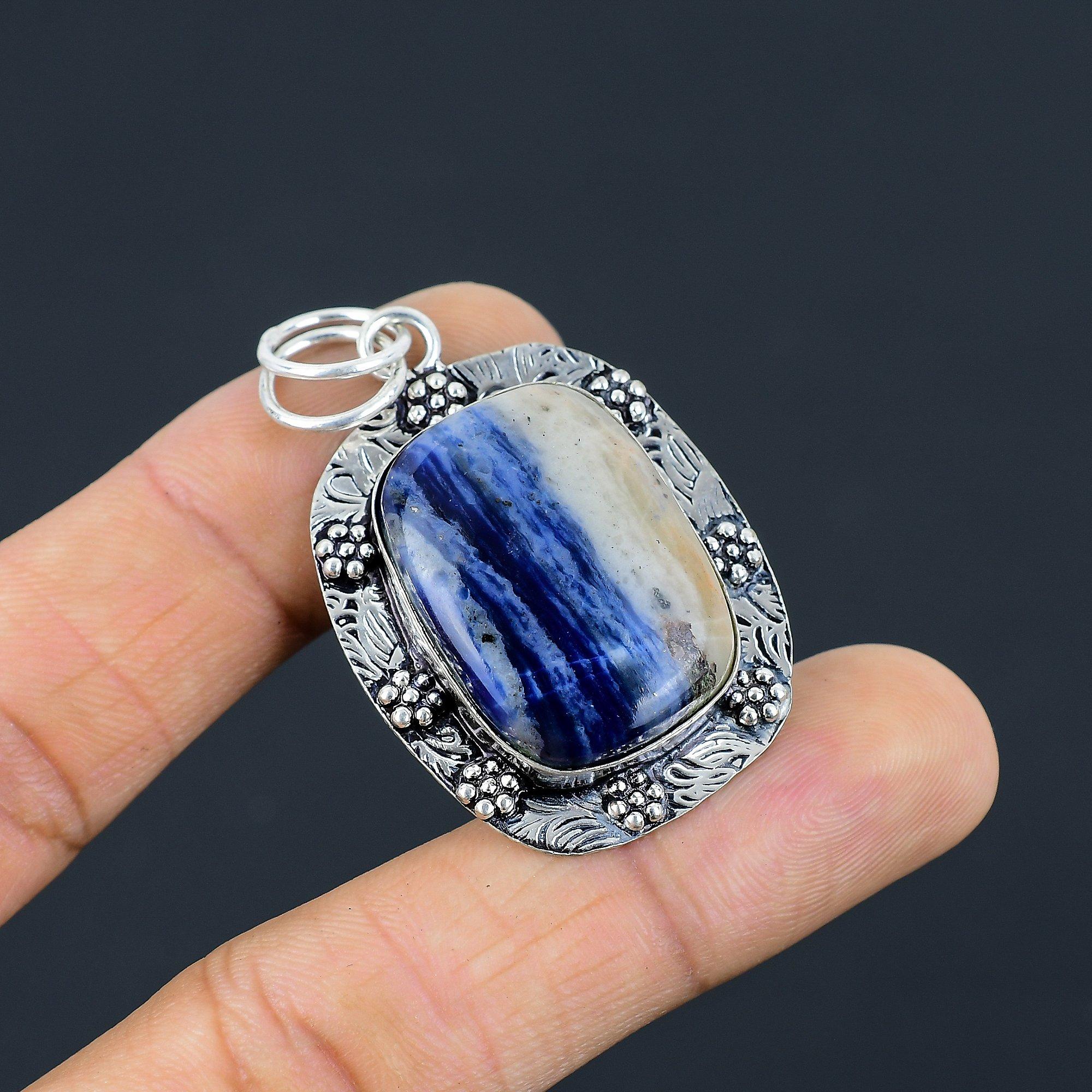 

Daughters Day Deal Sodalite Gemstone 925 Sterling Silver Wedding Pendant Jewelry