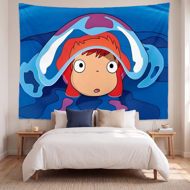 Ponyo (28) Meno kūrinio sieninis gobelenas namų miegamojo svetainės dekoravimui Puiki dovanos idėja