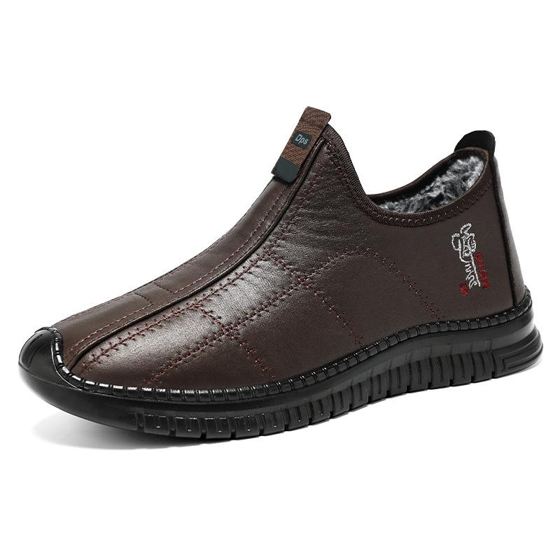 

Мужская обувь зимние хлопковые ботинки новые бархатные утолщенные теплые для среднего и пожилого возраста обувь для отца нескользящие повседневные туфли на одной педали 46