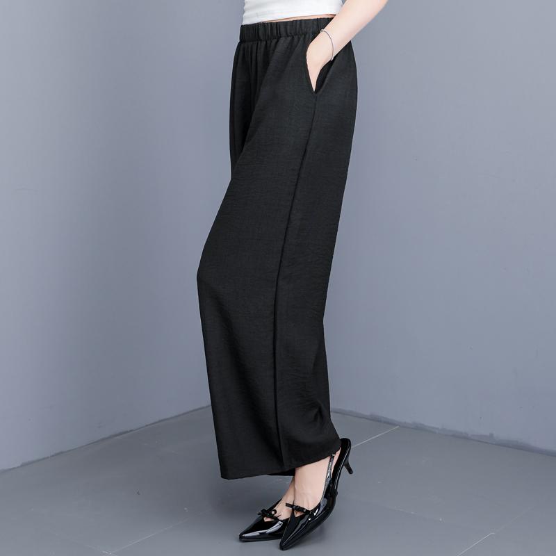 Pantaloni Larghi Estivi Abbigliamento Donna Taglie Forti Casual Larghi Vintage Vita Alta Pantaloni Neri