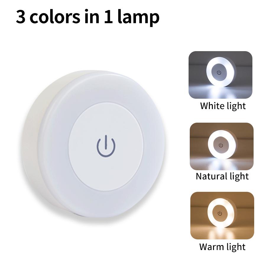USB Rechargeable LED Night Light with Touch Switch for Living Room Bedroom Decor Kitchen Cabinet Wardrobe Lamp 3 Colors Dimmable