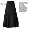 Women Pleated Skirt Elastic High Waist A-Line Midi Skirt Solid Color Mid-calf Length Skirt Thickened Commuting Style Skirt