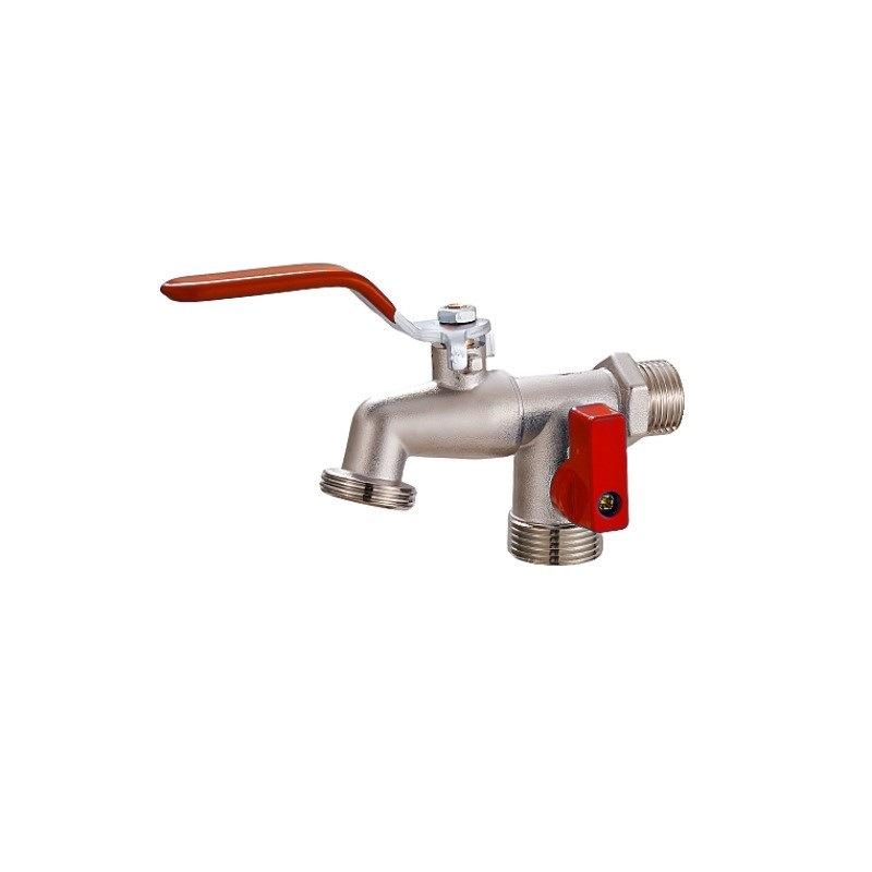 Brass Dual Outlet Faucet 1/2'' Threaded Connection Multifunctional Durable for School Dormitory Sink Use