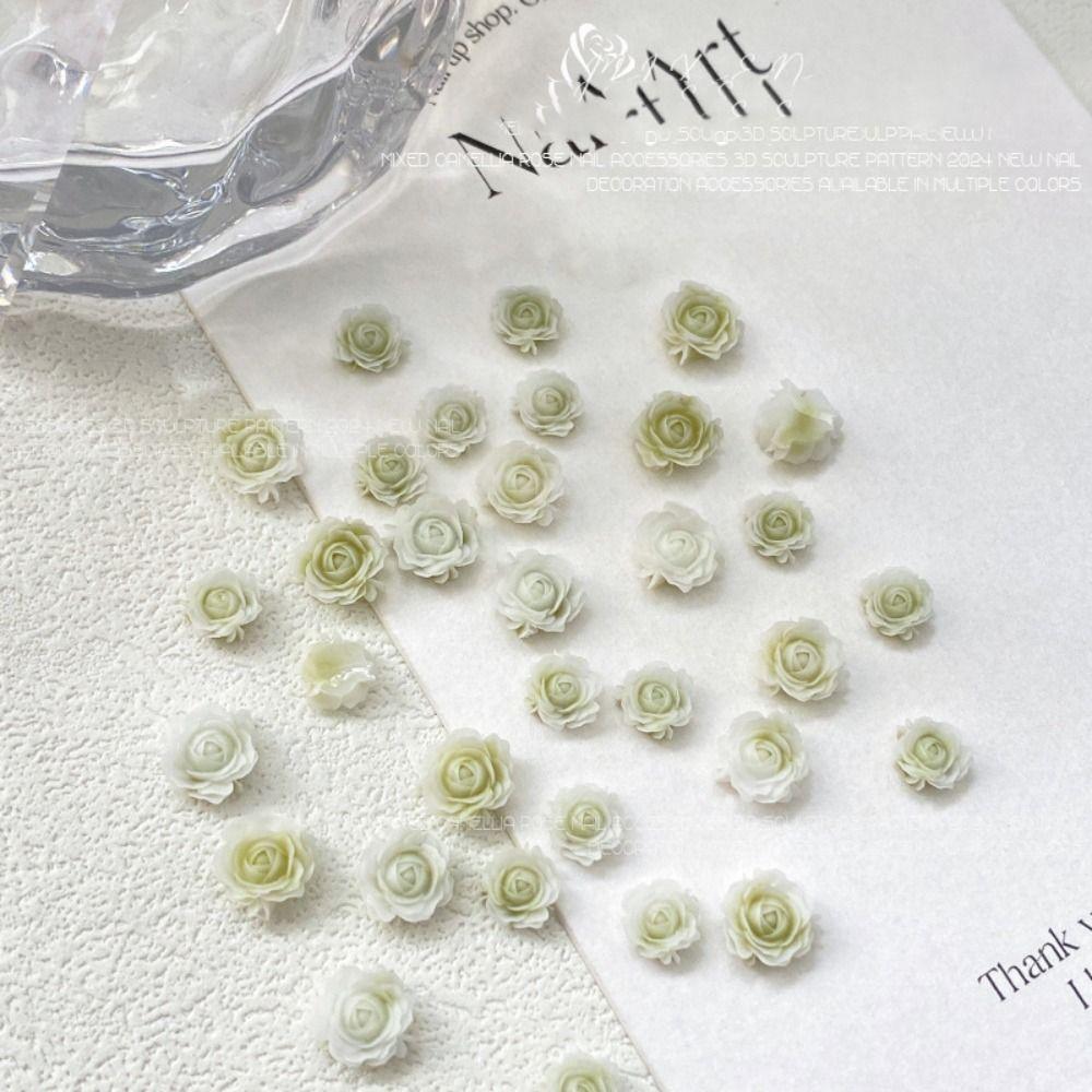 

50 Pcs 6mm+8mm Nail Art Decoration 3D Mixed Size Nail Drill Accessories Women Mixed size style 2