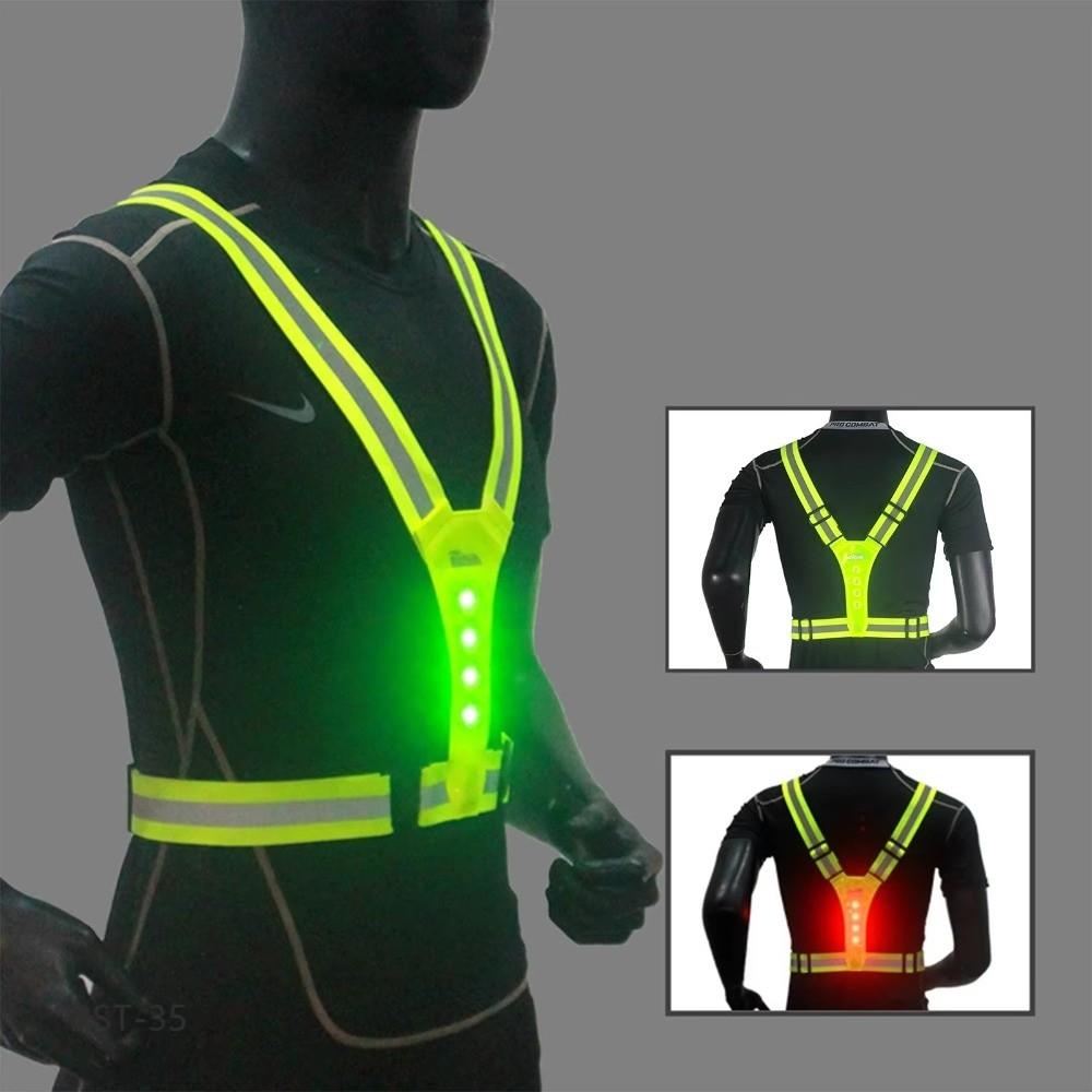 High Visibility Cycling Vests Adjustable LED Running Light  for Night Warning Work Fishing