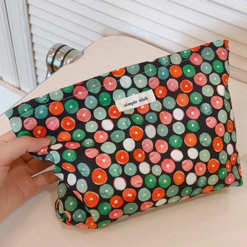 Cotton Ladies Travel Storage Lipstick Bag Retro Flower Women's Cosmetic Bags Cute Design Girls Pencil Case Makeup Bag Handbags