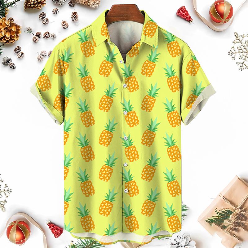Men's Shirts 3D Fruit Pineapple Printed Shirts For Women New Summer Funny Streetwear Short Shirts Y2k Mens Hawaiian Clothing