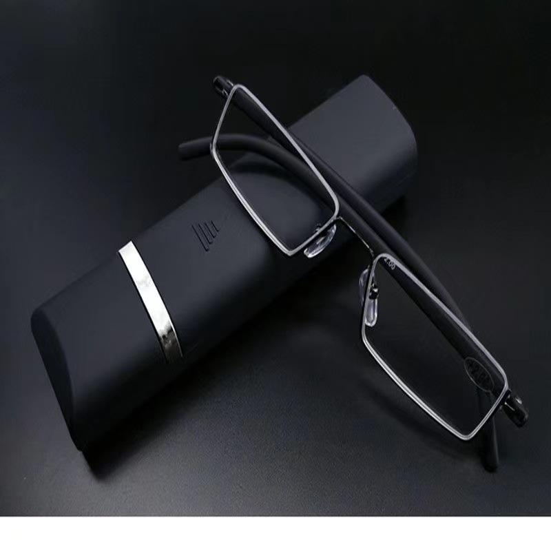 2024 Portable Anti-Blue Light Floral Reading Glasses for Men & Women - Elegant Rimless/Semi-Rimless Presbyopic Glasses with Pen Holder