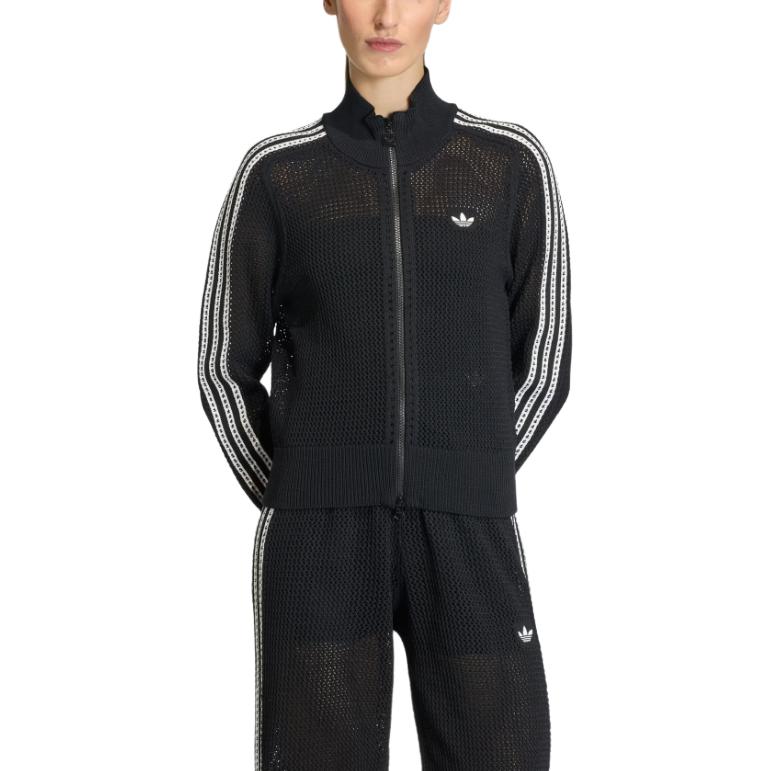Adidas Originals Knitted Firebird Track Comfort Skin-Friendly Slim Fit High Neck Zip Knit Sweater Women tops KC6497