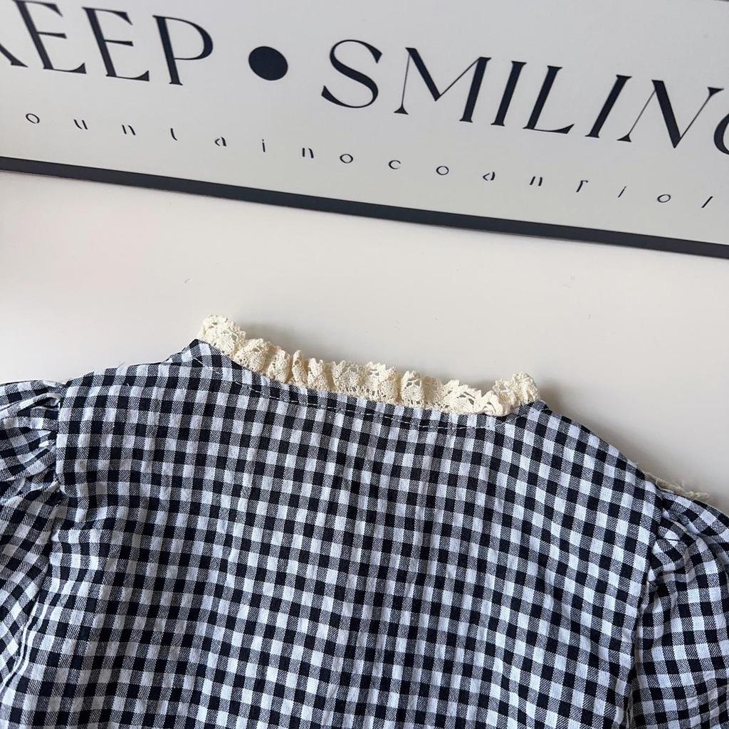 Mädchen Retro Karobluse & Plisseerock Set für Herbst und Frühling