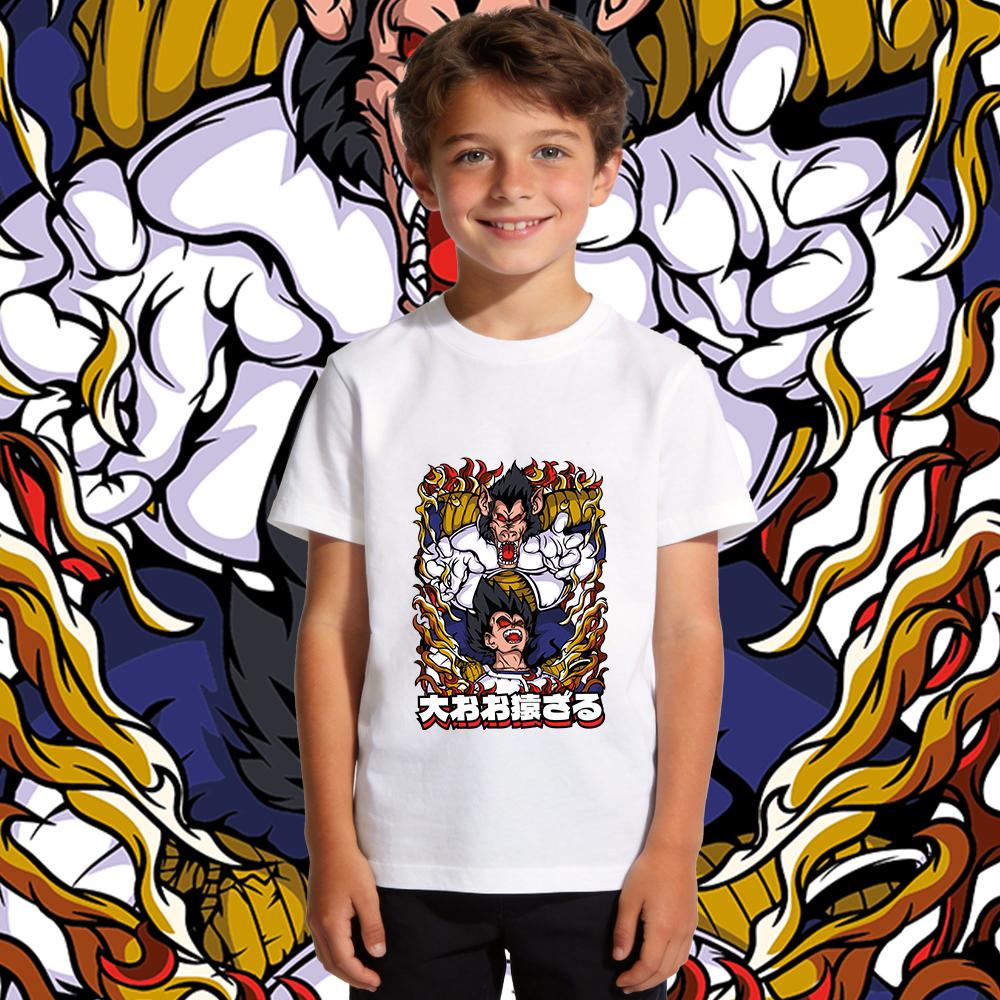 Dbz Vegeta x Great Ape Anime Print Boys Girls Cotton T Shirt Casual Top Soft Breathable Kids Summer Clothes