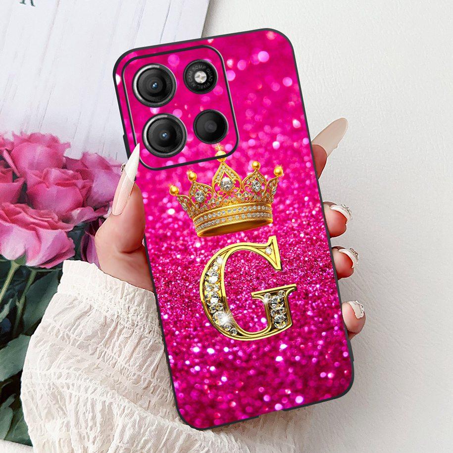 For Motorola Moto G15 Case MotoG15 Cover Luxury Crown Letters Soft Silicone Phone Case For Motorola Moto G75 5G G 75 G 15 Bumper