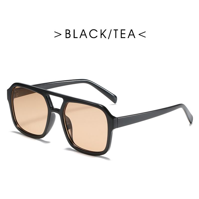 "Trendy Retro Double Beam Ocean Lens Sunglasses with Large Frame"