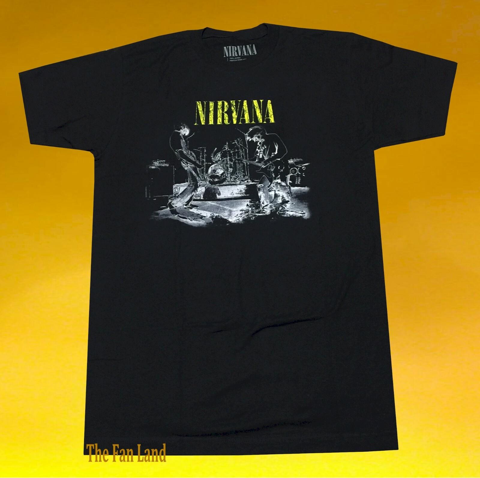 New Nirvana Band Silhouette Mens Classic Grunge Black Vintage T-shirt XL