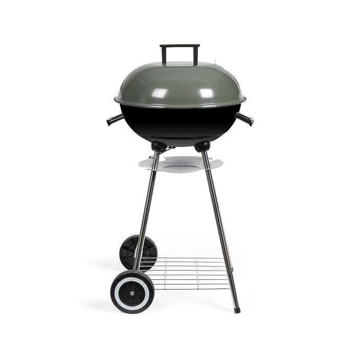 Barbecue À Charbon - LIVOO - DOC172K - Ø41 Cm - Grille En Acier Chromé - Hauteur 69,5 Cm - Poignées - 2 Roues Crantées