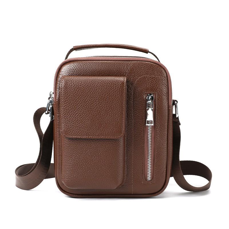 

Fashionable Genuine Leather Foreign Trade Men s Bag High-end Business Leisure Shoulder Top Layer Cowhide Multifunctional Simple Crossbody Trendy кавовий