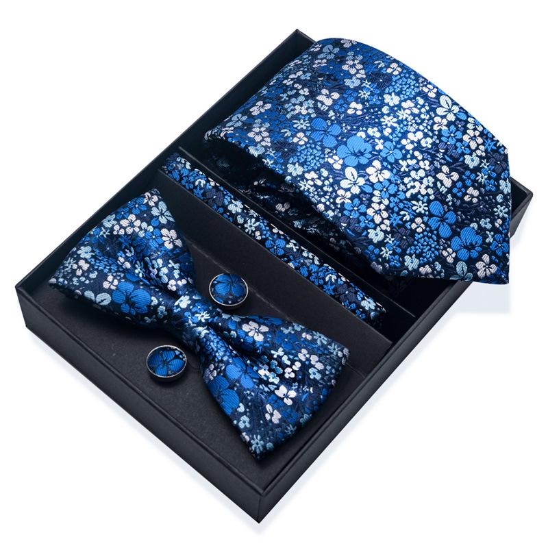 Set de 6 piezas, Corbata de Vestir de Negocios 8 cm Corbata para Hombre Set de Pajarita Caja de Regalo.