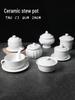 Bird's Nest Ceramic Stew Pot with Lid, Steaming Bowl, Double Boiler, Pure White, for Soup & Steamed Egg