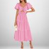 New Spring Women's Clothing Elegant and Hollow Simple Solid Color Gown for Women's