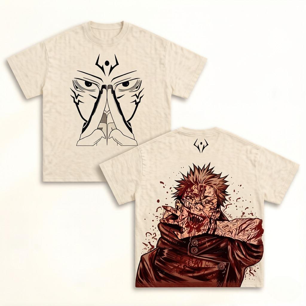 Anime Jujutsu Kaisen Ryomen Sukuna Print T-shirt Men Women Tshirts Casual Cotton Clothing Vintage  T Shirt Tops Men's