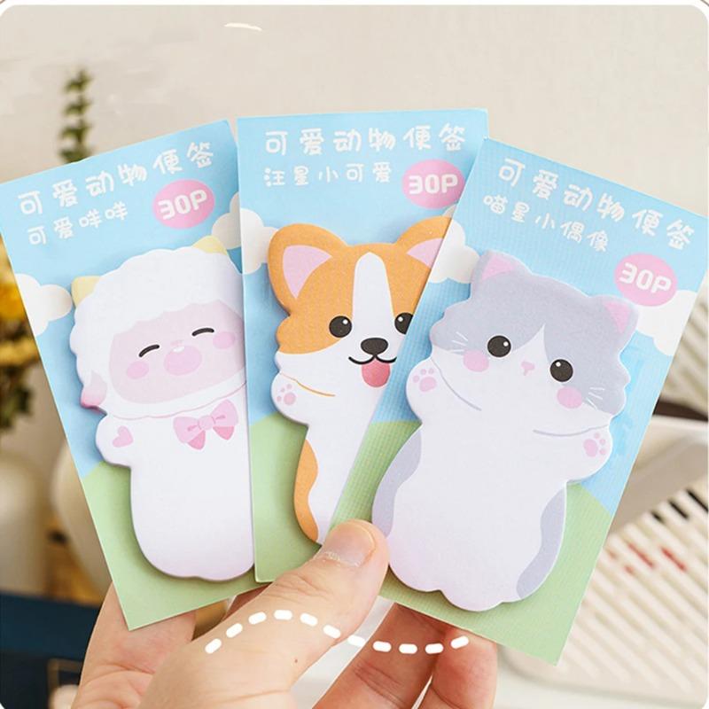 6PCS Cute Animal Sticky Notes Set, Rabbit Bear Dog Memo Pad for School Office, Kawaii Stationery Planner Supplies, Adhesive Note