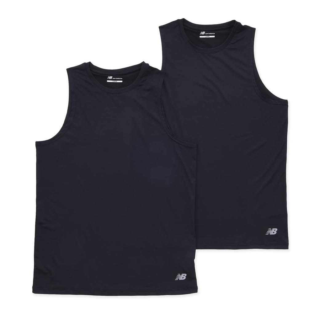 New Balance Sleeveless Performance T-Shirt, 2-Piece Set (LAT23038), Dry, Quick-Drying, Soft, Black Tank