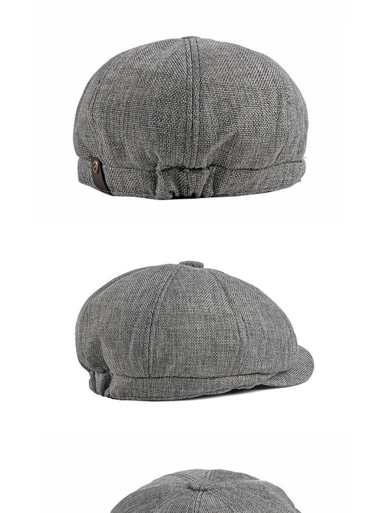 Men's Octagonal Beret: Spring/Summer Linen-Like Duckbill Cap, Retro Casual Unisex Hat