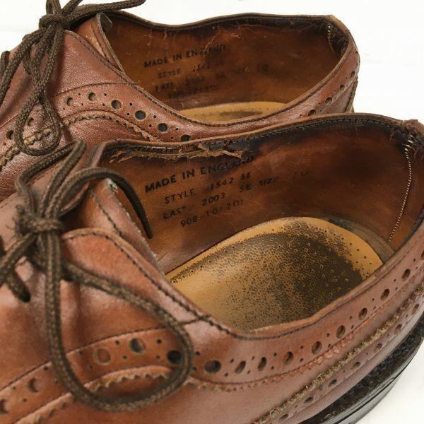 Made In England Goodyear Handmade Vintage Wingtip Business Shoes Brown Size 10 Men's(USED)