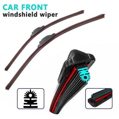 Car Wiper Mute Car Front Windshield Wiper Soft Double Rubber Strip Windshield Windscreen Wipers Accessory