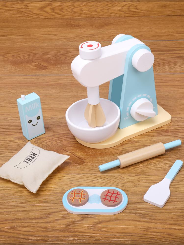 Wooden Kitchen Pretend Play Toy Simulation Wooden Food Mixer Baby Early Learning Educational Toys