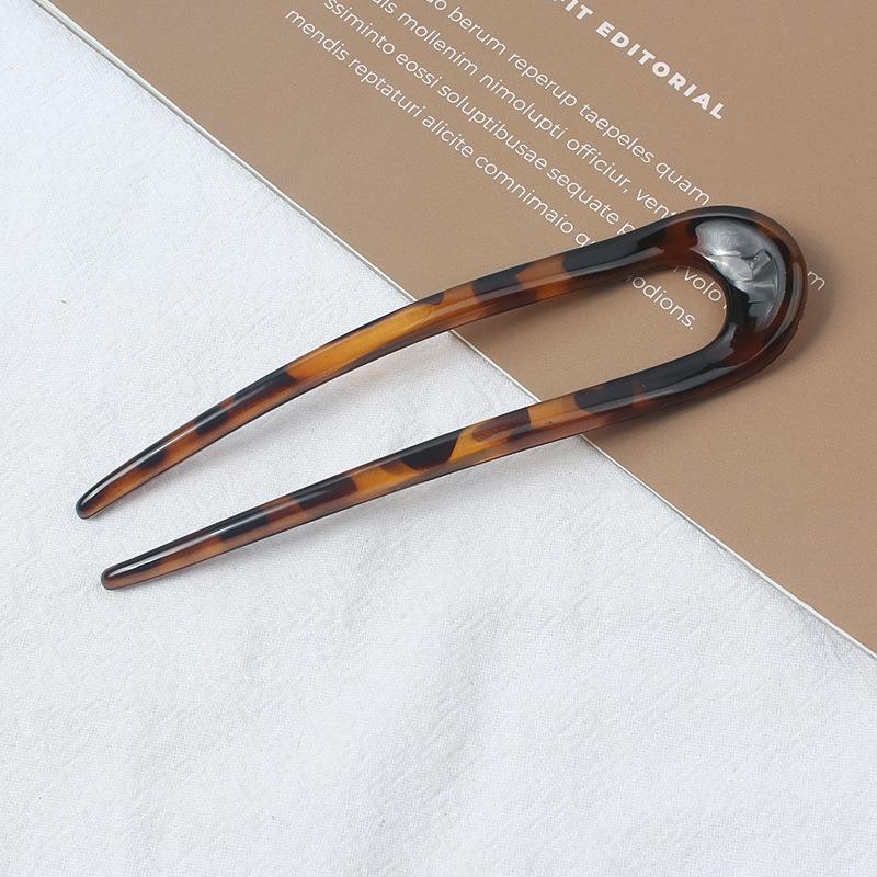 Elegant U-shaped Acrylic Hairpin for Women's Bun - New Chinese Style