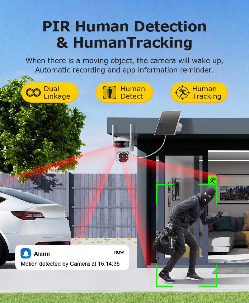 UBOX 6MP Solar PTZ Camera: Three-Lens, 4G, Low Power, Waterproof, 15X Zoom for Outdoor Monitoring