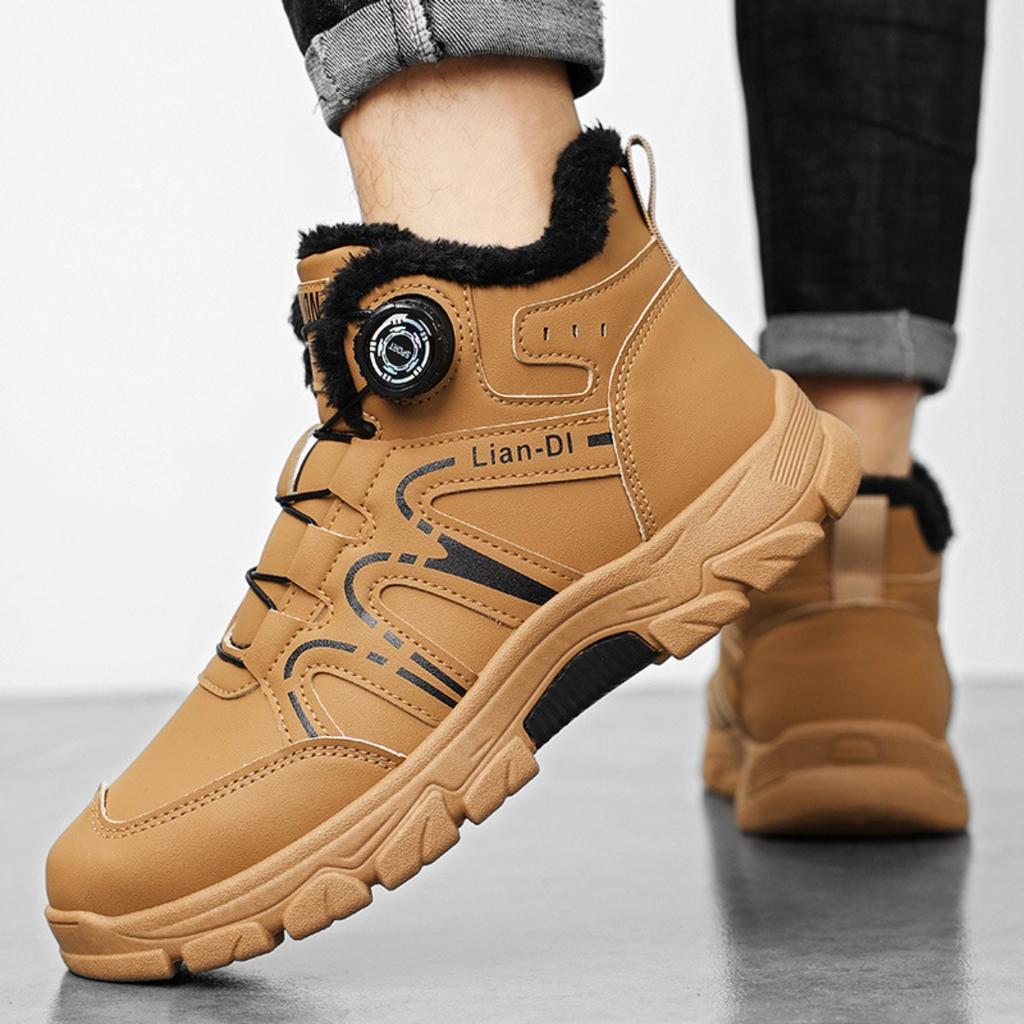 Winter New Style, High Top, Plush and Thickened, Men's Cotton Shoes, Swivel Buckle, Trendy Men's Shoes, British Style, Boots