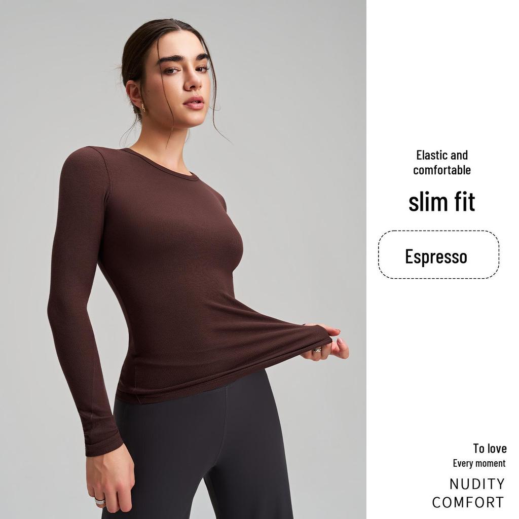 Premium High Elasticity Long Sleeve Yoga Top: Slimming & Stylish for Fitness, Running, and Casual Wear