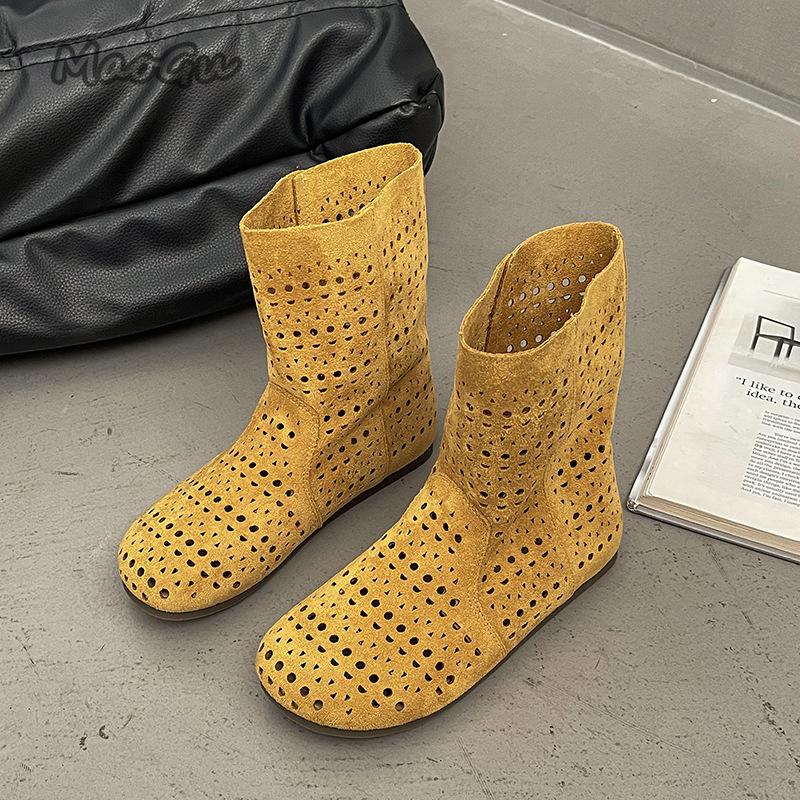 Dámske Letné Topánky Priedušné Duté Nazúvacie Sandále Plochý Podpätok Stredne Vysoké Krátke Topánky Veľkosť 35 40 Botas Para Mujer