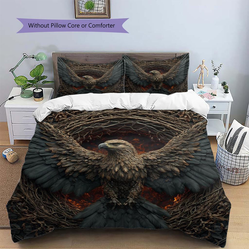 Lightning eagle Pattern Bedding Quilt Set Quilt Cover Pillowcase Home Decoration Gift (1 * duvet cover + 2 * pillowcase, without core)