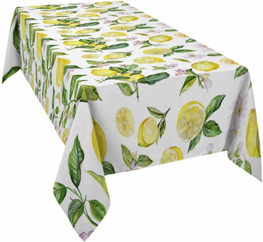 Summer Yellow Lemon Plant Rectangle Tablecloth Party Decor Washable Waterproof Kitchen Dining Table Cloth Wedding Decorations