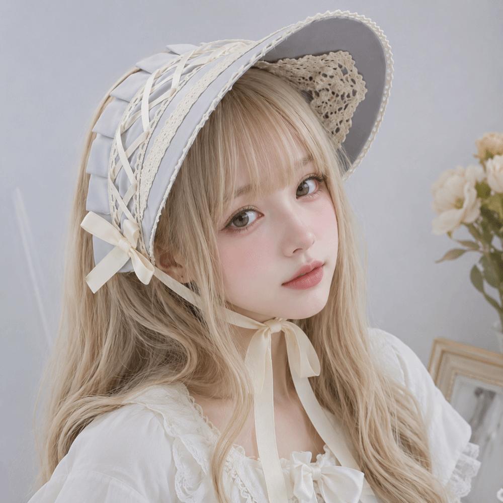 Pastorale Style Victorian Headpiece Ruffle Lace Hat Lolita Bonnet Cap  Cosplay Accessory